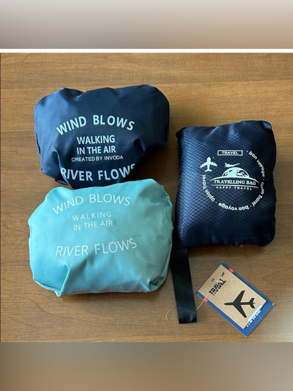 Three Folding Travel Bag Sets in Blue